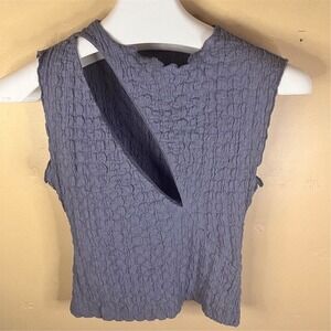 Zara Cutout Top Sleeveless Textured Purple Gray Tank Modern Chic Trendy Womens